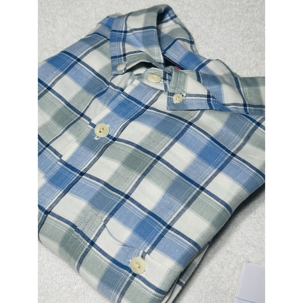 Vineyard Vines Bayside Plaid Beach Flannel Slim Fit Tucker Shirt L Cotton Linen